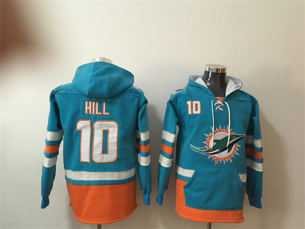 Men's Miami Dolphins #10 Tyreek Hill Aqua Lace-Up Pullover Hoodie